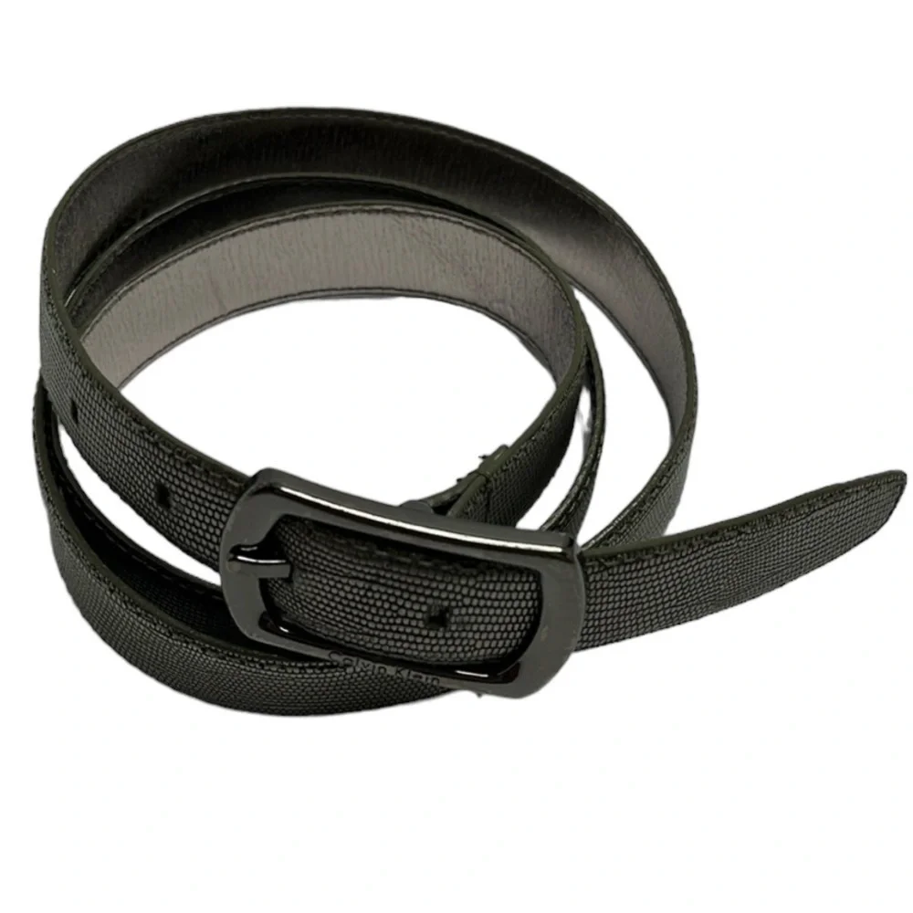 Calvin Klein Silver Genuine Leather Snakeskin Embossed Belt Sz XL